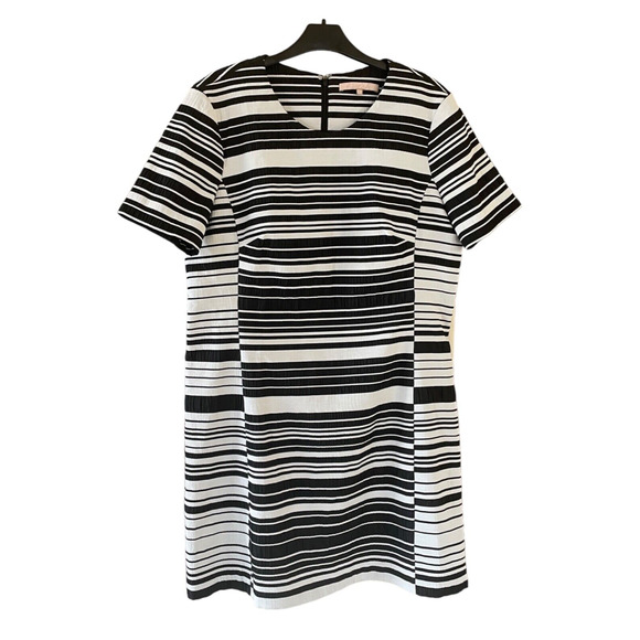 HUTCH Anthropologie "Britton" Size XL Black White Stripe Textured Back Zip Dress - Picture 10 of 10